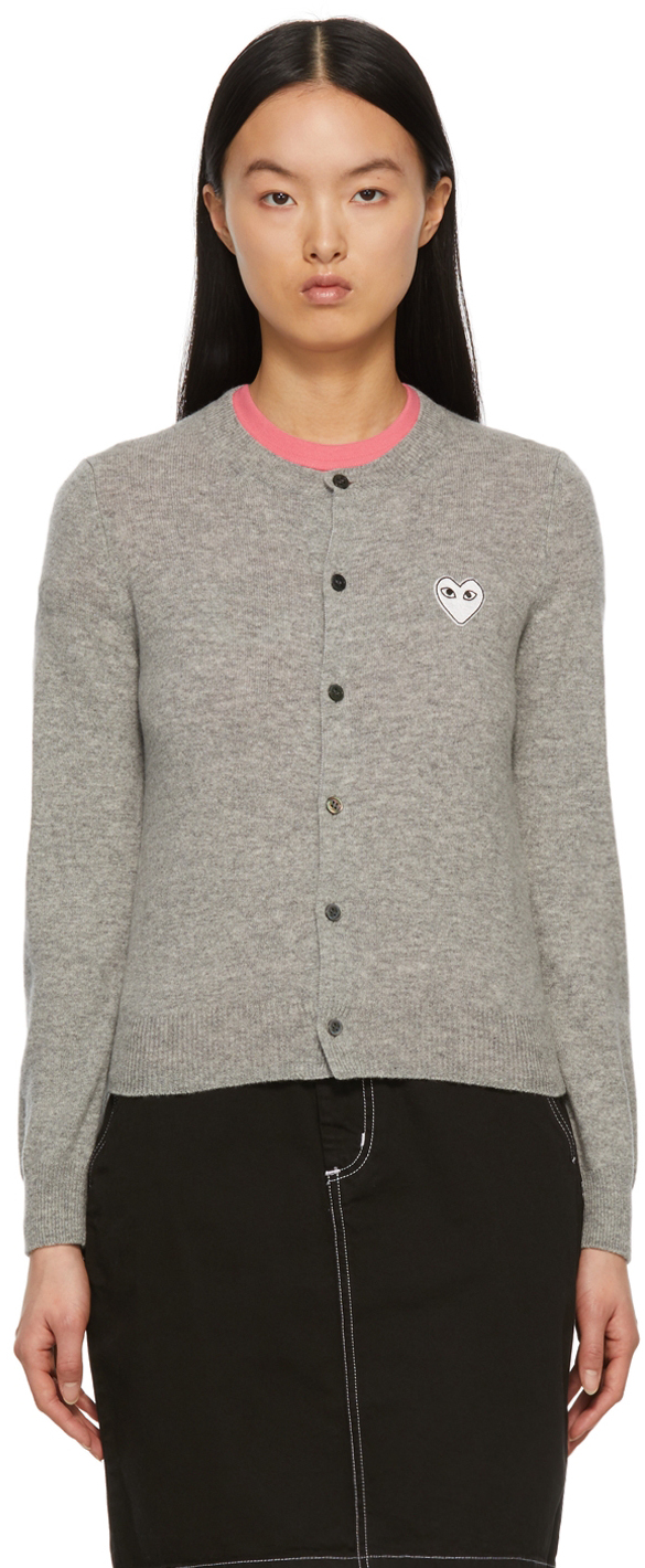 Grey Heart Patch Cardigan