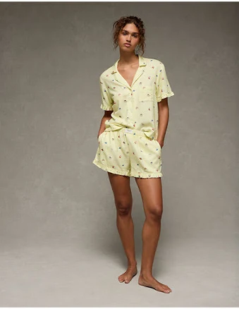 AE Women's Ruffled Flannel PJ Set