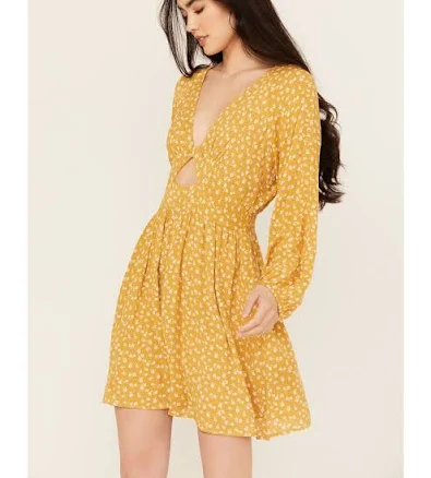 Wild Moss Women's Ditsy Floral Mini Dress with Cut Outs
