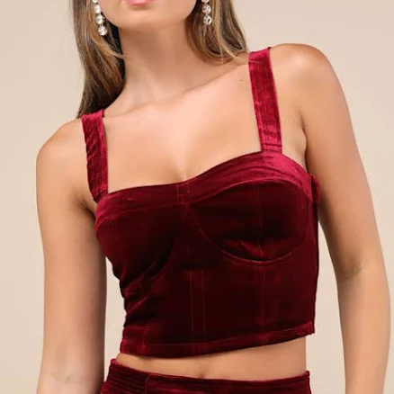 Sneak Peak Women's Velvet Bustier Crop Top