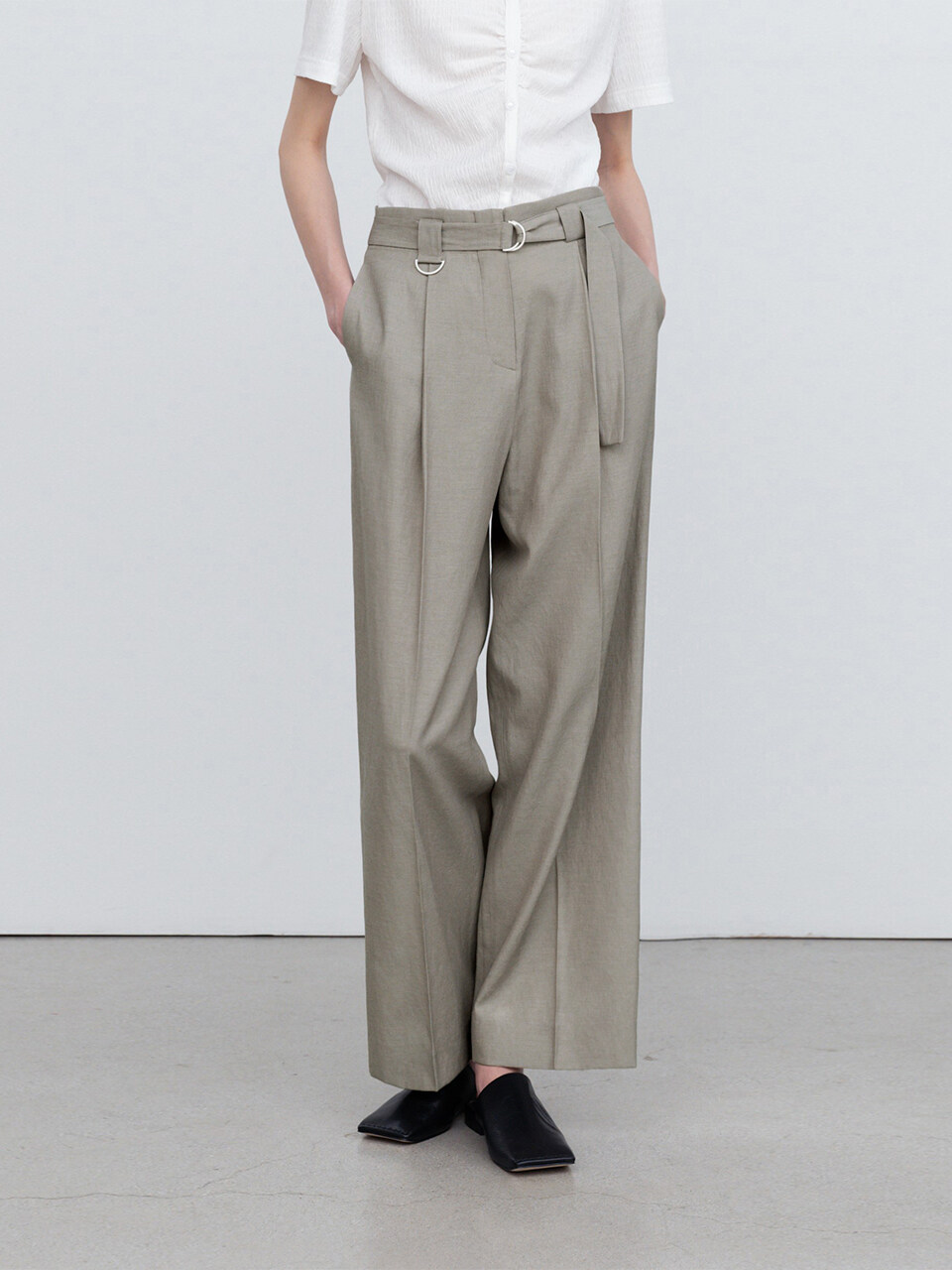 Linen Wide Leg Belted Trouser
