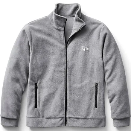 Personalized Men's Fleece Jacket with Front Zipper and Embroidered Name