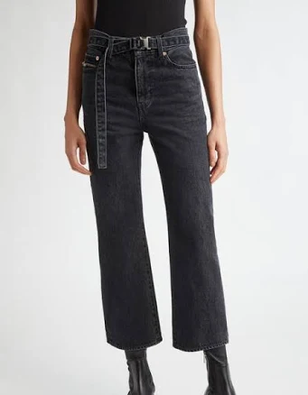 Sacai Women's Belted Crop Bootcut Jeans