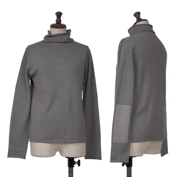 MARITHE + FRANCOIS GIRBAUD Silk Wool Turtle Neck Knit Top Grey M