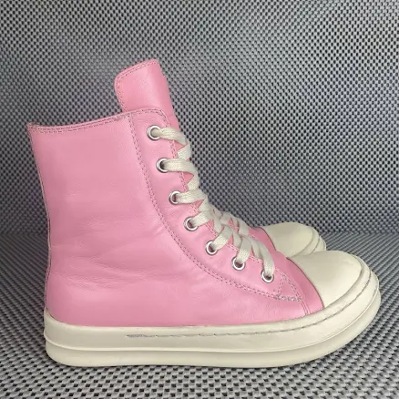 Rick Owens Phlegethon High Top Sneakers Womens 35 Pink Leather Made In