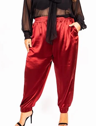 The Wardrobe Hero Italian Silk High Waisted Jogger Pants