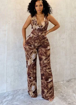 So Chic Mesh Halter Jumpsuit
