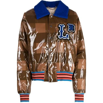 Charles Jeffrey Loverboy - checked varsity bomber jacket - women - Polyester/Polyester/Polyurethane/Wool/Viscose/Acetate - S - Brown