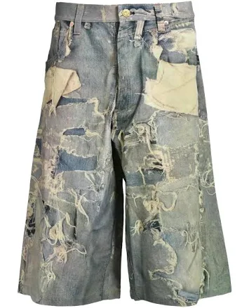 KAMIYATROMPE-L'OEIL PRINT BERMUDA SHORTS / INDIGO