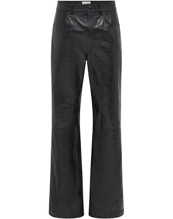 GLOSSY MOON LEATHER STRAIGHT TROUSERS