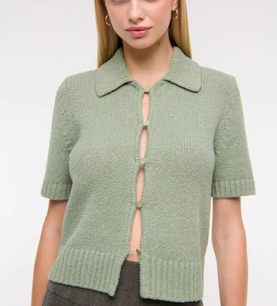 Abercrombie & Fitch Women's Short-Sleeve Collared Cardigan