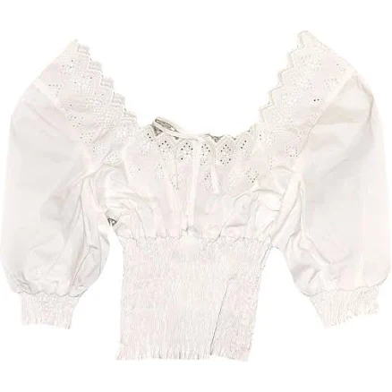 ERL Cotton Broderie Anglaise Puff Sleeve Blouse