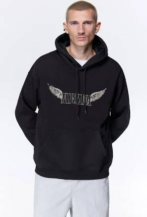 H&M Men's Loose-Fit Printed Hoodie