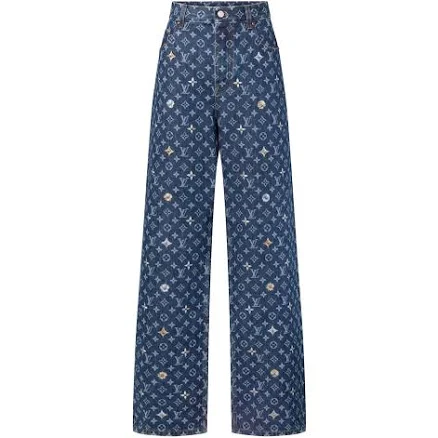 Louis Vuitton Monogram Embroidered Denim Skate Pants