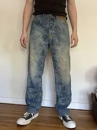 Palm Angels Men's Jungle Loose Straight Leg Jeans
