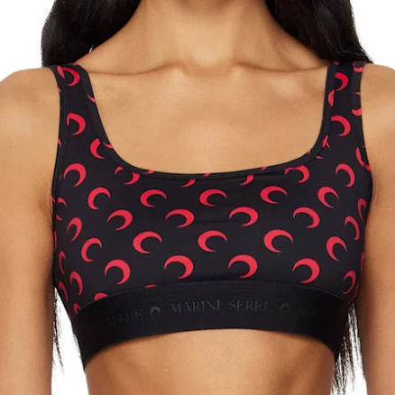 Marine Serre SSENSE Exclusive Black Recycled Moon Jersey Sport Bra