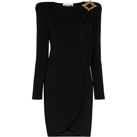 Moschino Draped Exaggerated Shoulder Dress