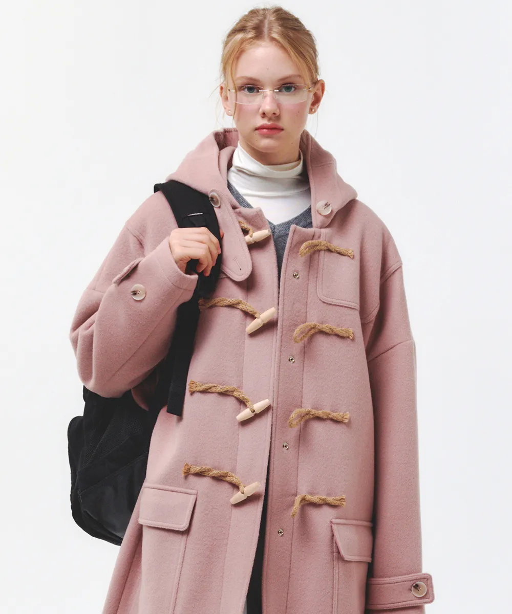 [90% Wool] Oversized Duffle Coat (PINK)