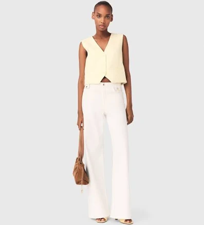 Maje Women's viscose Tailored vest for Spring/Summer, size Large, in color Pale Yellow /