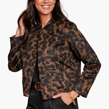 Johnston & Murphy Women's Brushed Leopard-Print Bomber