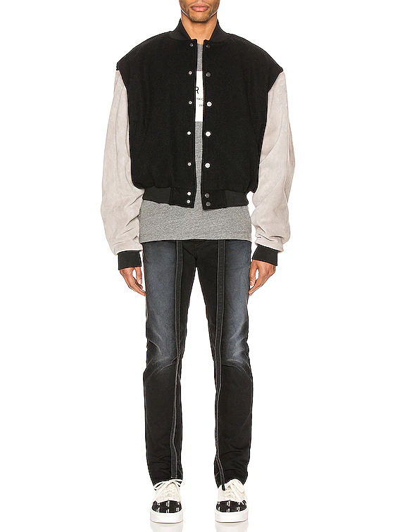 Panelled Wool And Leather Varsity Jacket