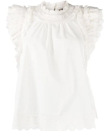 Sea Broderie Anglaise Ruffle-Trimmed Blouse