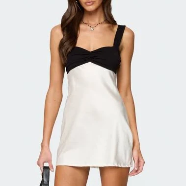 Edikted Women's Contrast Satin Mini Dress