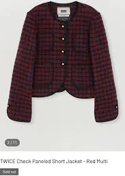EENK TWICE Check Paneled Short Jacket