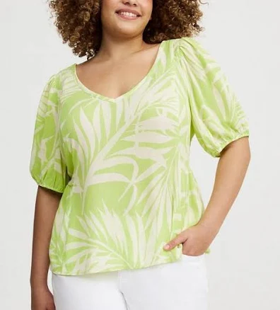 Women's Torrid Tie Back Puff Sleeve Top Black