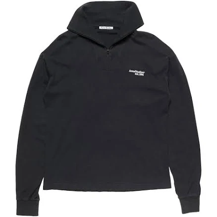 Acne Studios HALF-ZIP LOGO SWEATSHIRT, Black M
