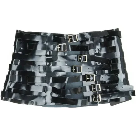 Manokhi Rita Calf Leather Multi Buckle Strap Corset Belt Waist Cincher