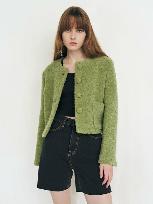 Green Boucle Wool Blazer