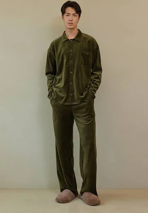 VELOUR PAJAMA SET_olive men