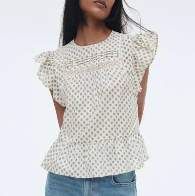 H&M Ladies Lace-Inset Peplum Blouse