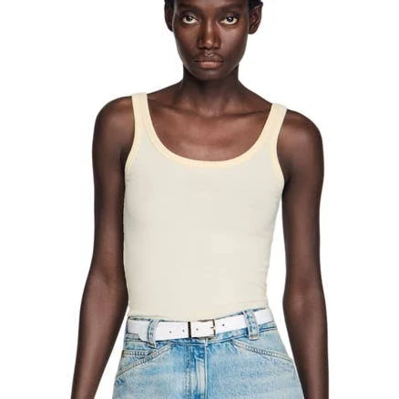 SANDRO Ribbed vest top in Light Yellow at Nordstrom, Size X-Large