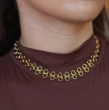 Ritza 18K Gold Non-Tarnish Patterned Choker