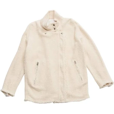 Iro Ecru Brushed Cotton Jacket With Zipper Pockets Size 36 FR