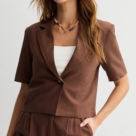 Juniors' SO Linen Short Sleeve Blazer