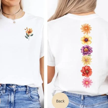 Women's Boho Floral Front & Back Tee
