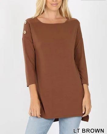 Plus Size Relaxed Fit Button Detail Tunic with Side Slit