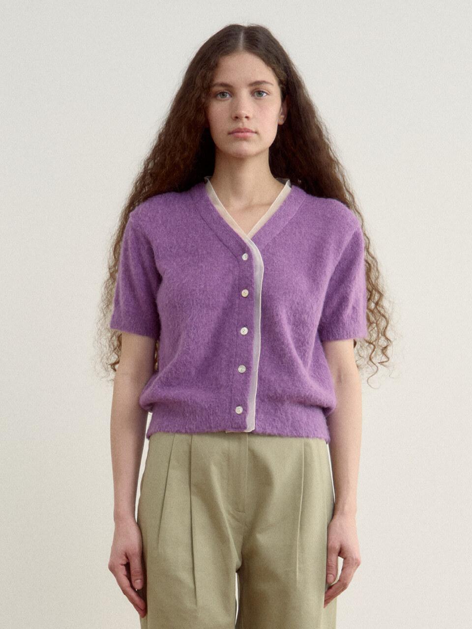 Rosha Organza Alpaca Half Cardigan [Purple]