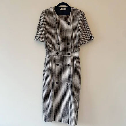 Vintage Valentino White And Black Checkered Dress