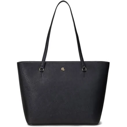 Ralph Lauren Crosshatch Leather Medium Karly Shopper Tote