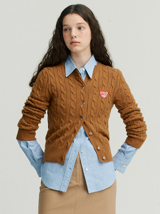 Heart Logo Cable Knit Cardigan