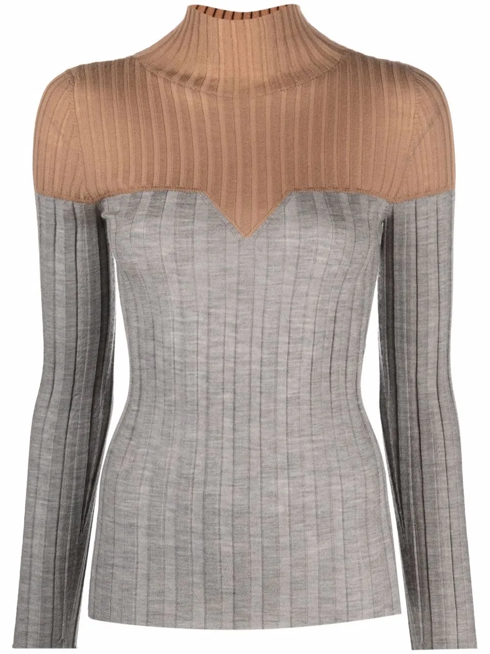 Two-tone Ribbed-knit Jumper