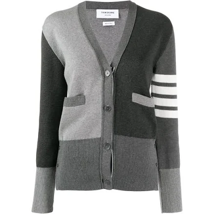 Thom Browne Funmix Crepe 4-Bar Cardigan