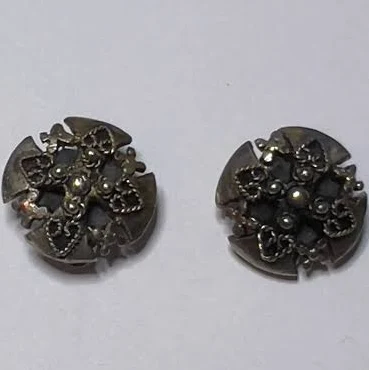 Antique Sterling Silver 900 Clip on Earrings1