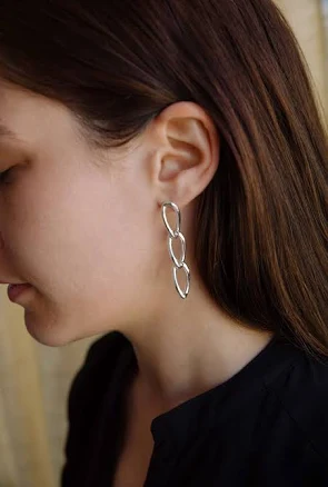 Sterling Silver Minimalist Chain Link Dangle Earrings