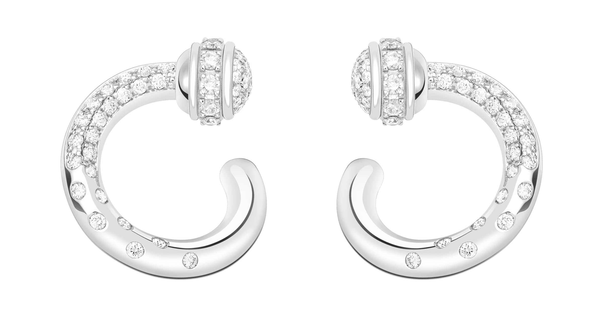 Piaget White Gold Diamond Open Hoop Earrings G38PW600