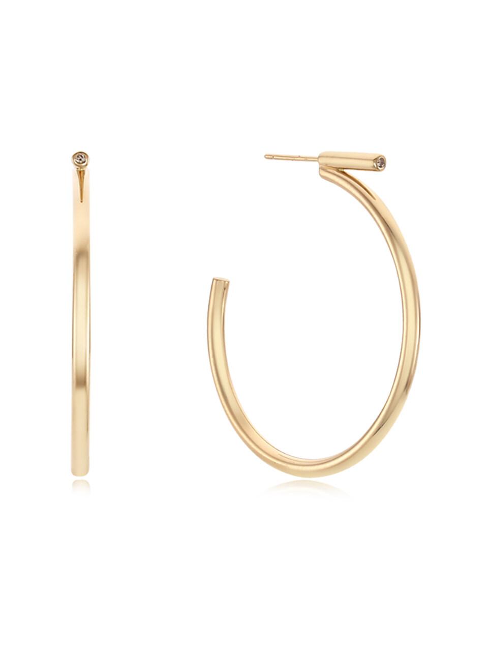 Noailles Circle Silver Earrings 40mm HL3E93046Y9XX